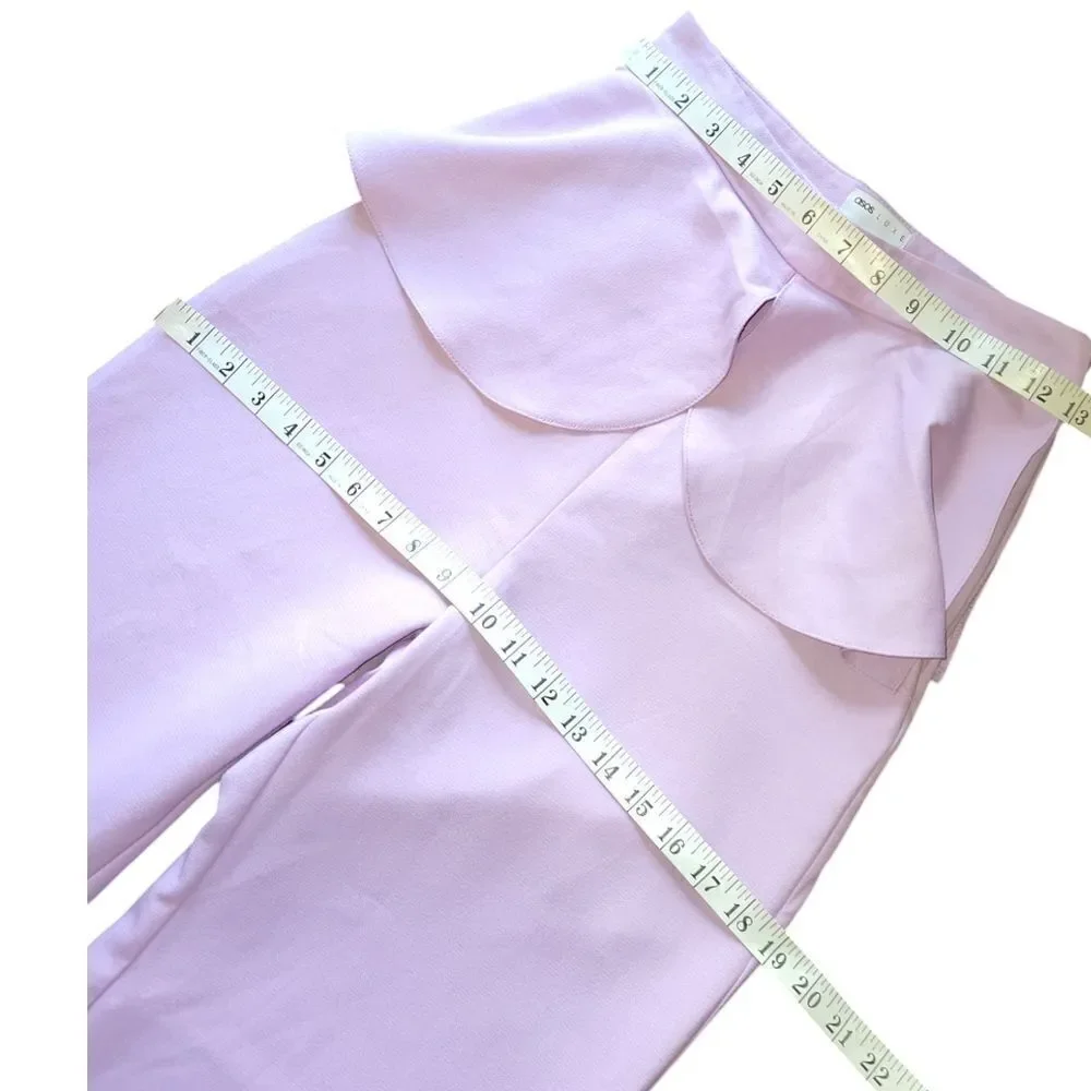 NWT ASOS LUXE Wide Flare Leg Tailored Pants Frill Overlay Lilac Purple 4